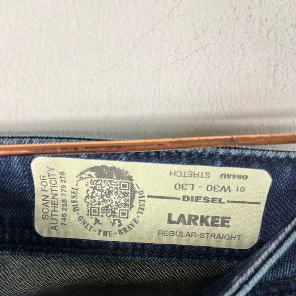 Diesel Mens Larkee Regular Straight Jeans Dark Blue Size 30 - Picture 5 of 11